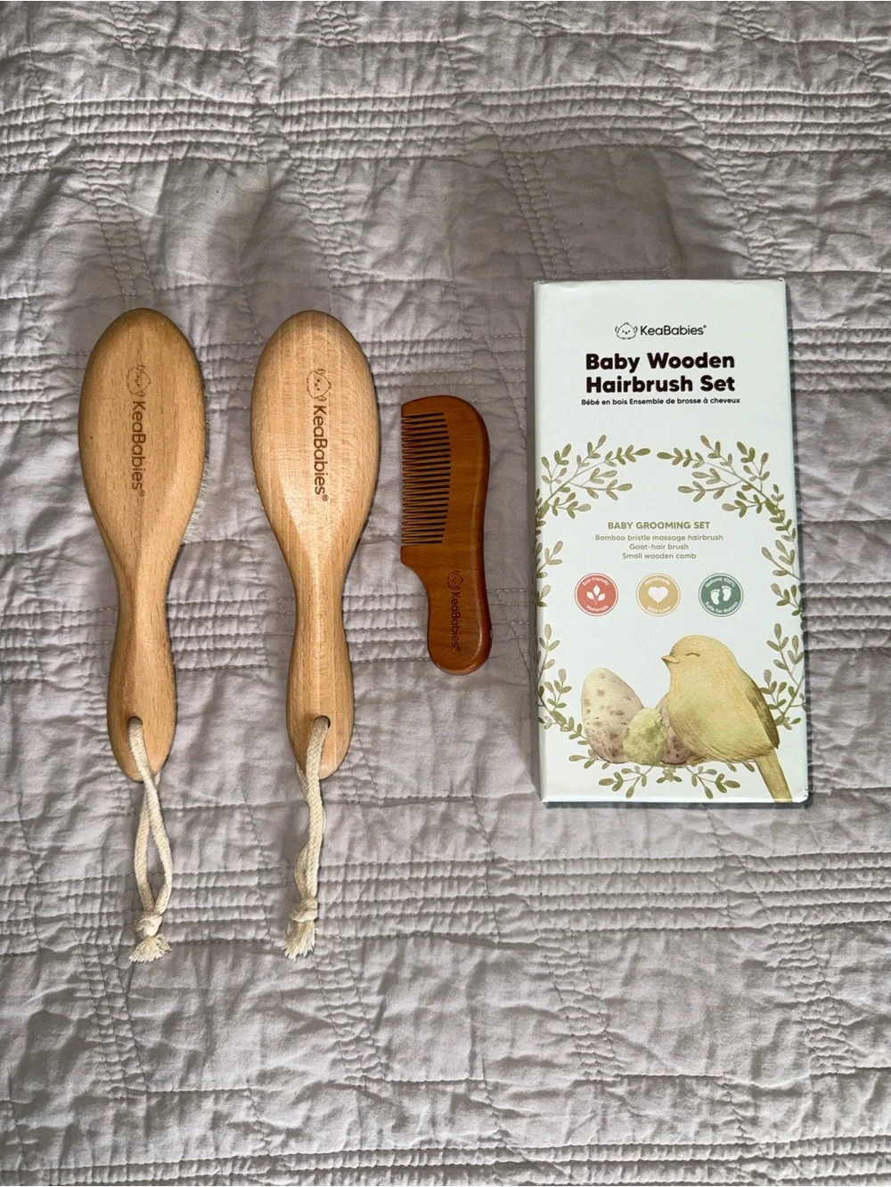 KeaBabies Baby Wooden Hairbrush Set